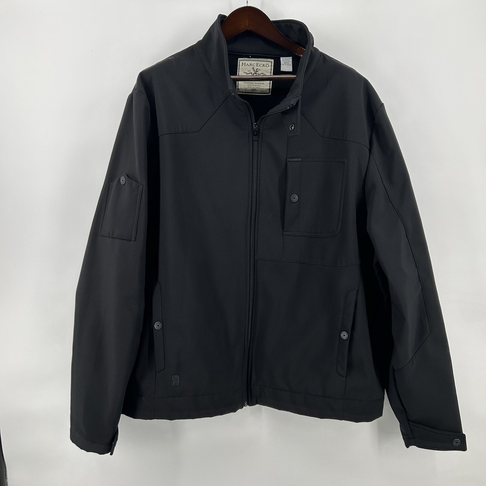 Marc Ecko Cut & Sew Jacket Mens 3XL Black Fleece Lined Y2K Utility Softshell